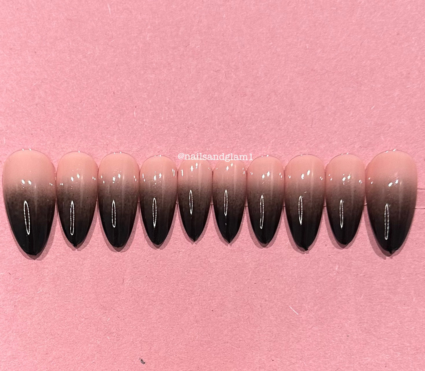 Black Ombre Nails | Press on Nails UK | Stick on Nails | Reusable | Customised | Handmade | Set of 10
