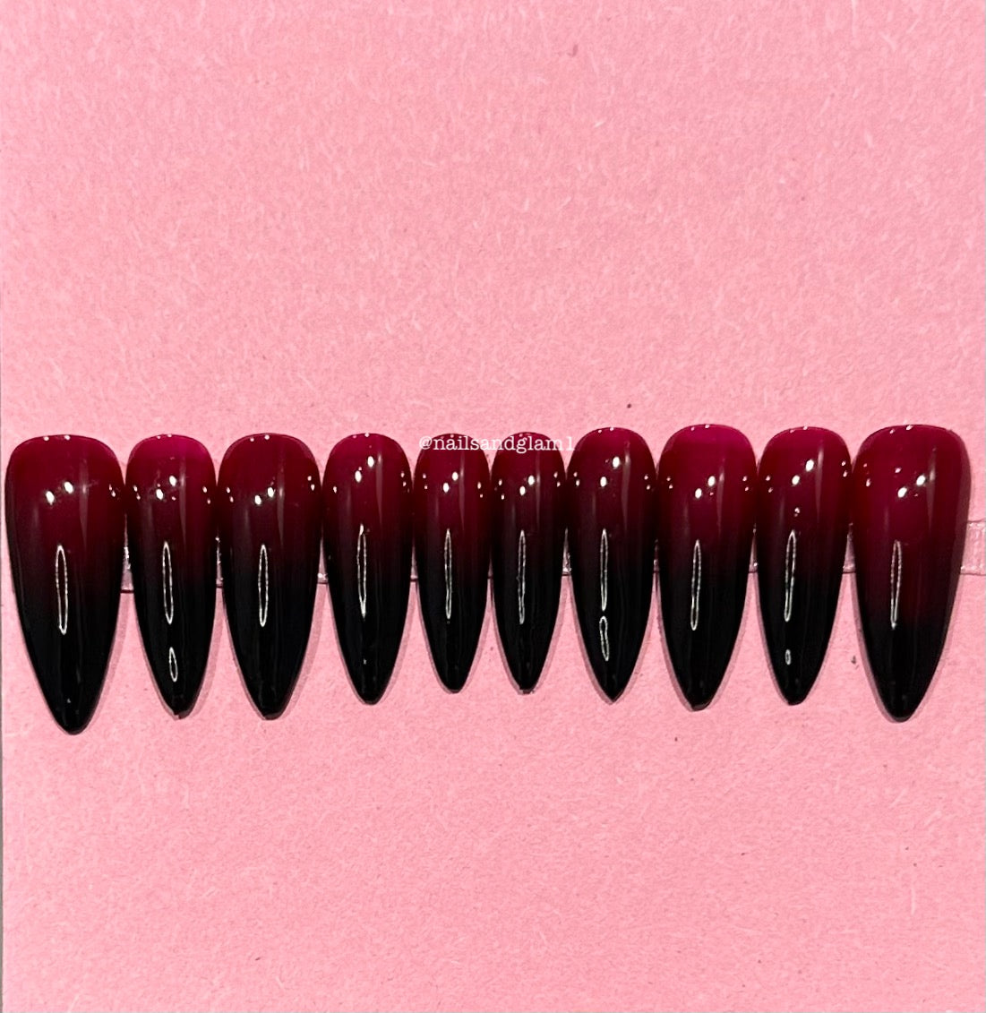Black & Red Ombre Nails | Halloween Nails | Press on Nails UK | Stick on Nails | Reusable | Customised | Handmade | Set of 10