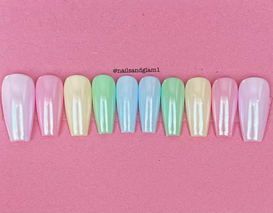 Pastel Glazed Doughnut Nails | Press on Nails UK | Stick on Nails | Reusable | Customised | Handmade | Set of 10