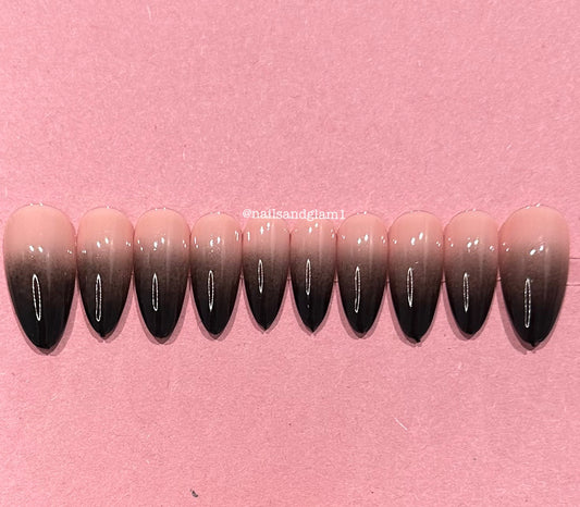 Black Ombre Nails | Press on Nails UK | Stick on Nails | Reusable | Customised | Handmade | Set of 10