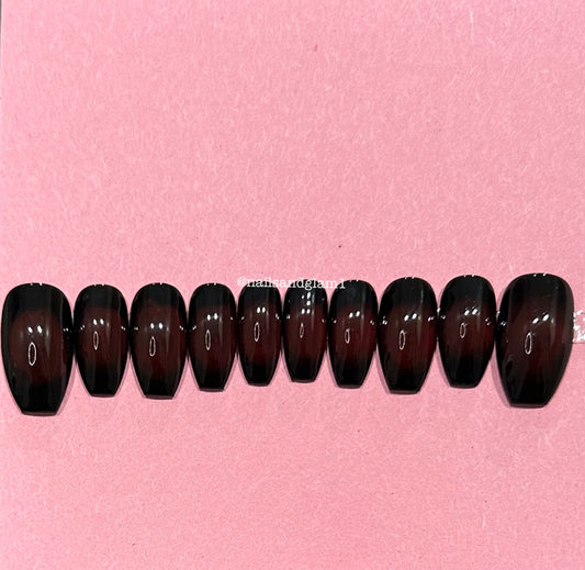 Black Nails with Red Aura | Halloween Nails | Press on Nails UK | Stick on Nails | Reusable | Customised | Handmade | Set of 10