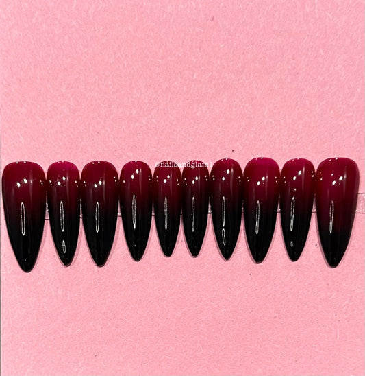 Black & Red Ombre Nails | Halloween Nails | Press on Nails UK | Stick on Nails | Reusable | Customised | Handmade | Set of 10