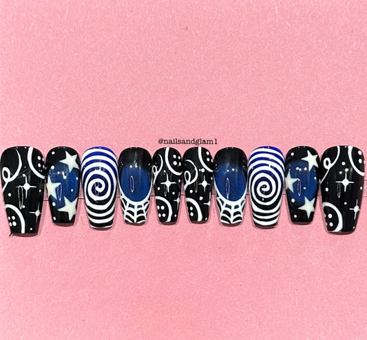 "Coraline" Inspired Nails | Halloween Nails | Press on Nails UK | Stick on Nails | Reusable | Customised | Handmade | Set of 10