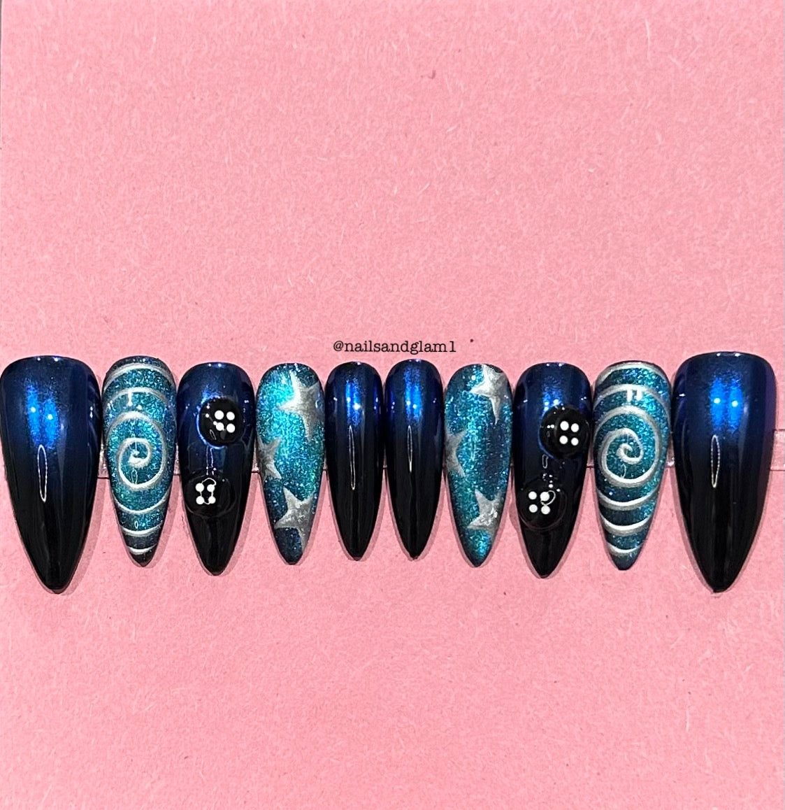 "Coraline" Inspired Nails | Halloween Nails | Press on Nails UK | Stick on Nails | Reusable | Customised | Handmade | Set of 10