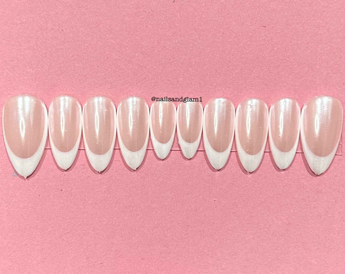 White Glazed Doughnut French Tips | Christmas Nails | Press on Nails UK | Stick on Nails | Reusable | Customised | Handmade | Set of 10