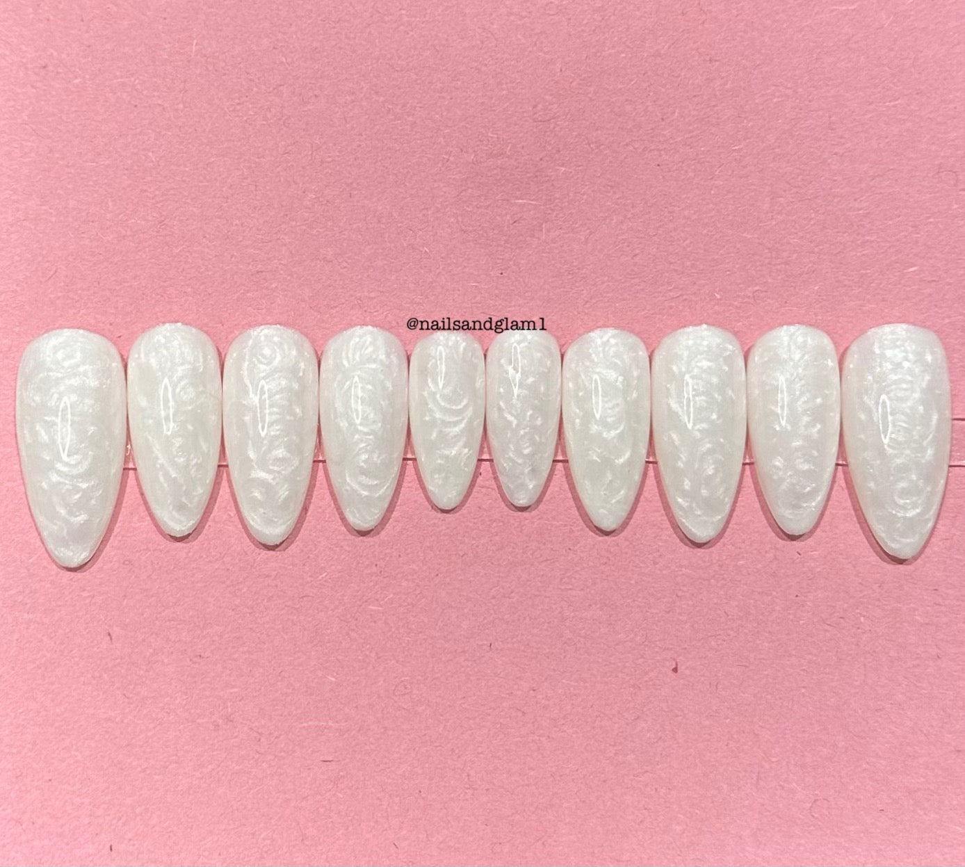 White Pearl Nails | Christmas Nails | Press on Nails UK | Stick on Nails | Reusable | Customised | Handmade | Set of 10