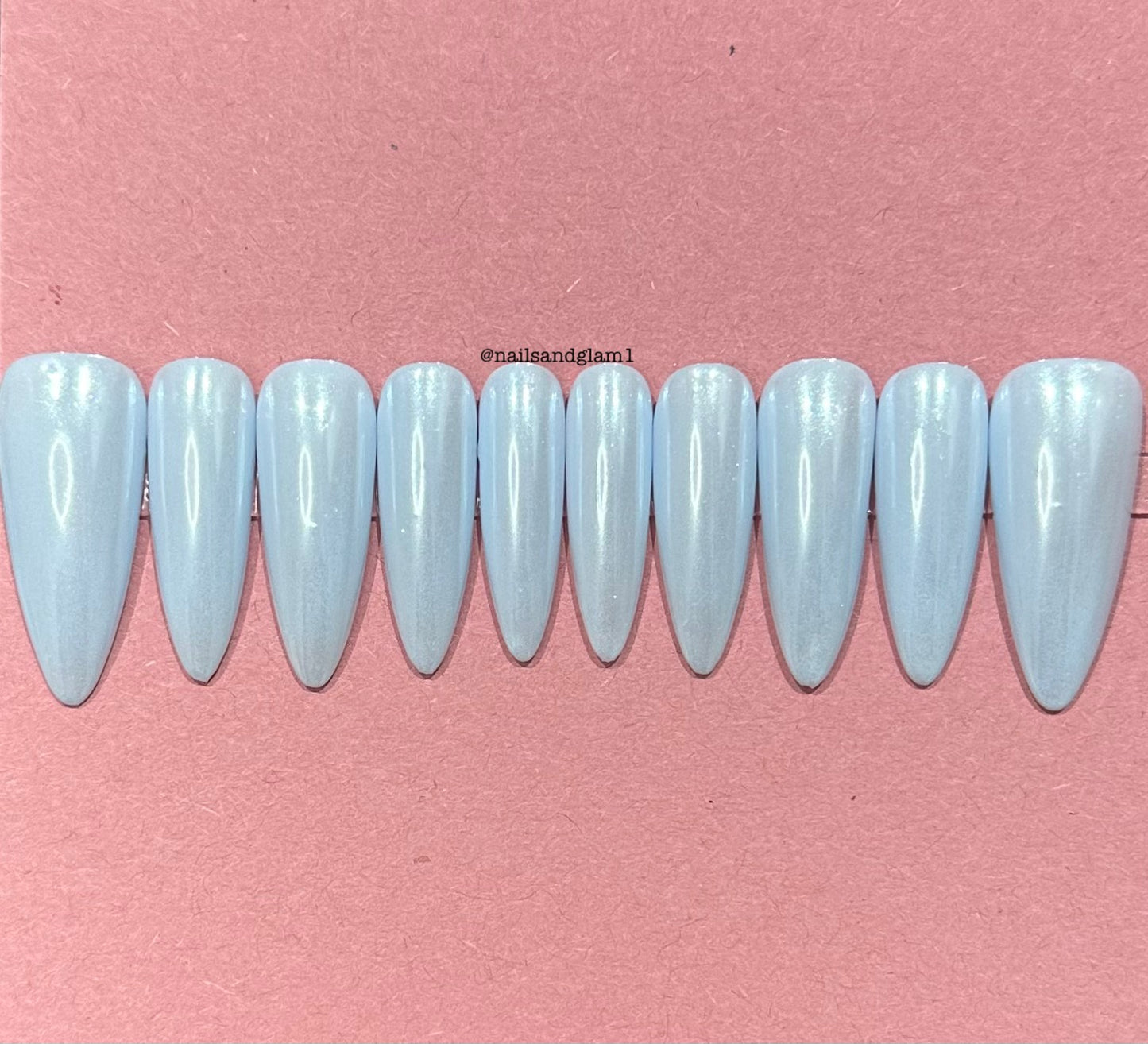 Baby Blue Glazed Nails | Christmas Nails | Press on Nails UK | Stick on Nails | Reusable | Customised | Handmade | Set of 10