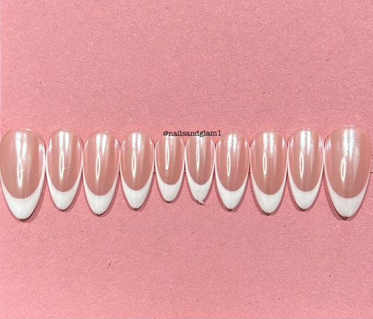 White Glazed Doughnut French Tips | Christmas Nails | Press on Nails UK | Stick on Nails | Reusable | Customised | Handmade | Set of 10