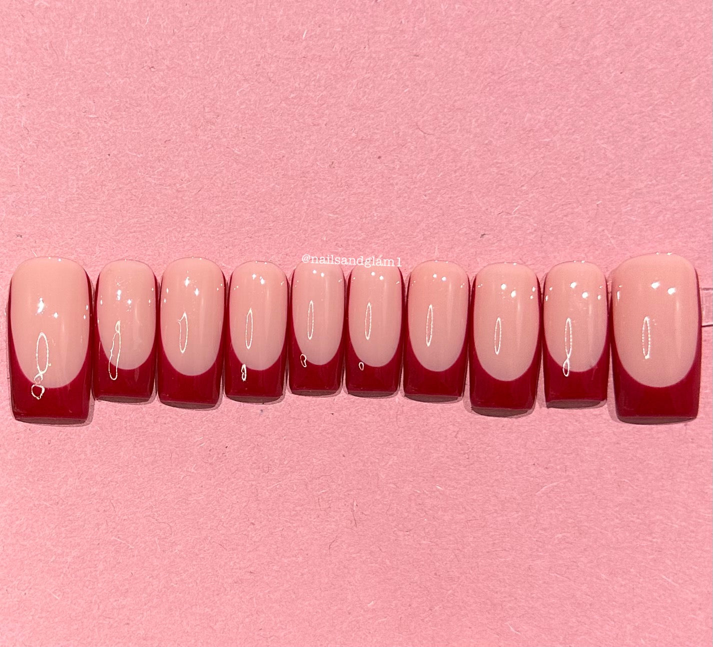 Red French Tips | Christmas Nails | Press on Nails UK | Stick on Nails | Reusable | Customised | Handmade | Set of 10