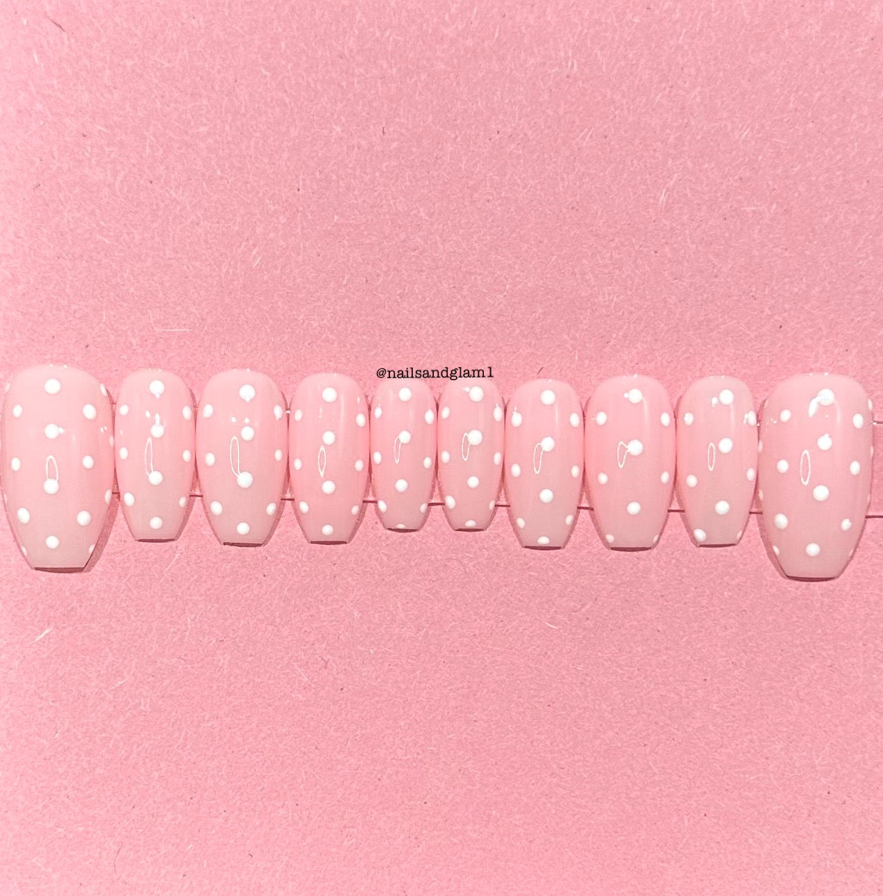 White Polka Dot Nails | Press on Nails UK | Stick on Nails | Reusable | Customised | Handmade | Set of 10