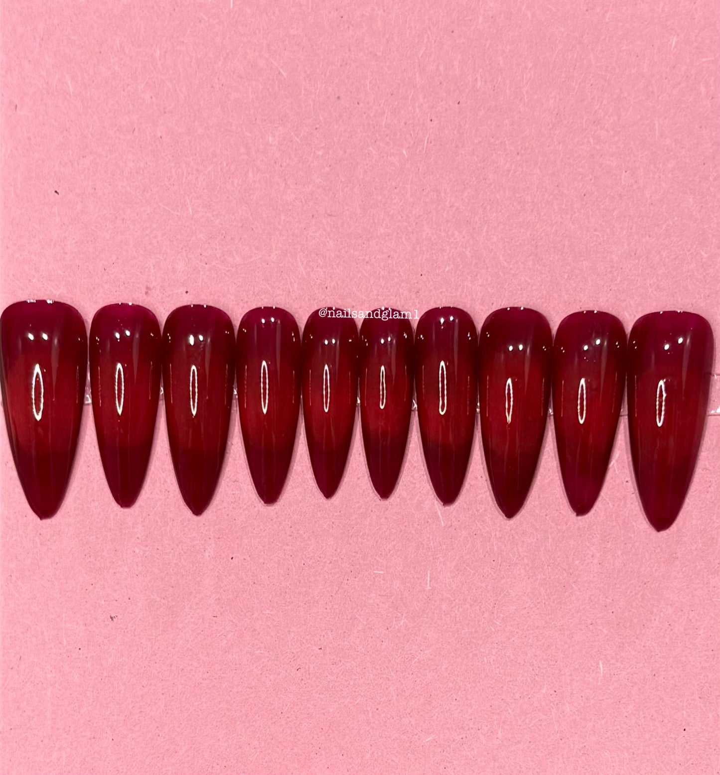 Maroon & Red Aura Nails | Press on Nails UK | Stick on Nails | Reusable | Customised | Handmade | Set of 10