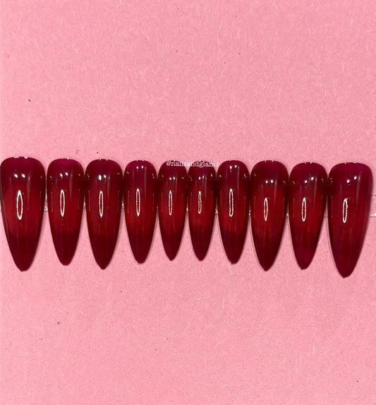 Maroon & Red Aura Nails | Press on Nails UK | Stick on Nails | Reusable | Customised | Handmade | Set of 10