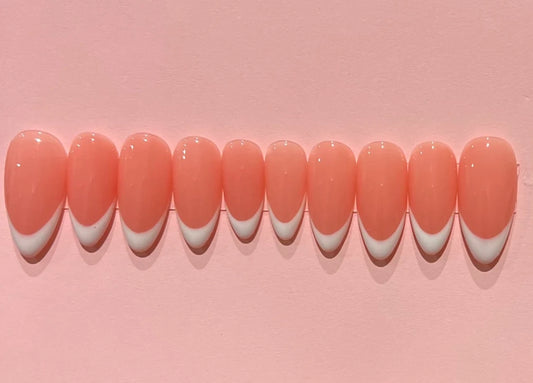 White French Tips | Press on Nails UK | Stick on Nails | Reusable | Customised | Handmade | Set of 10