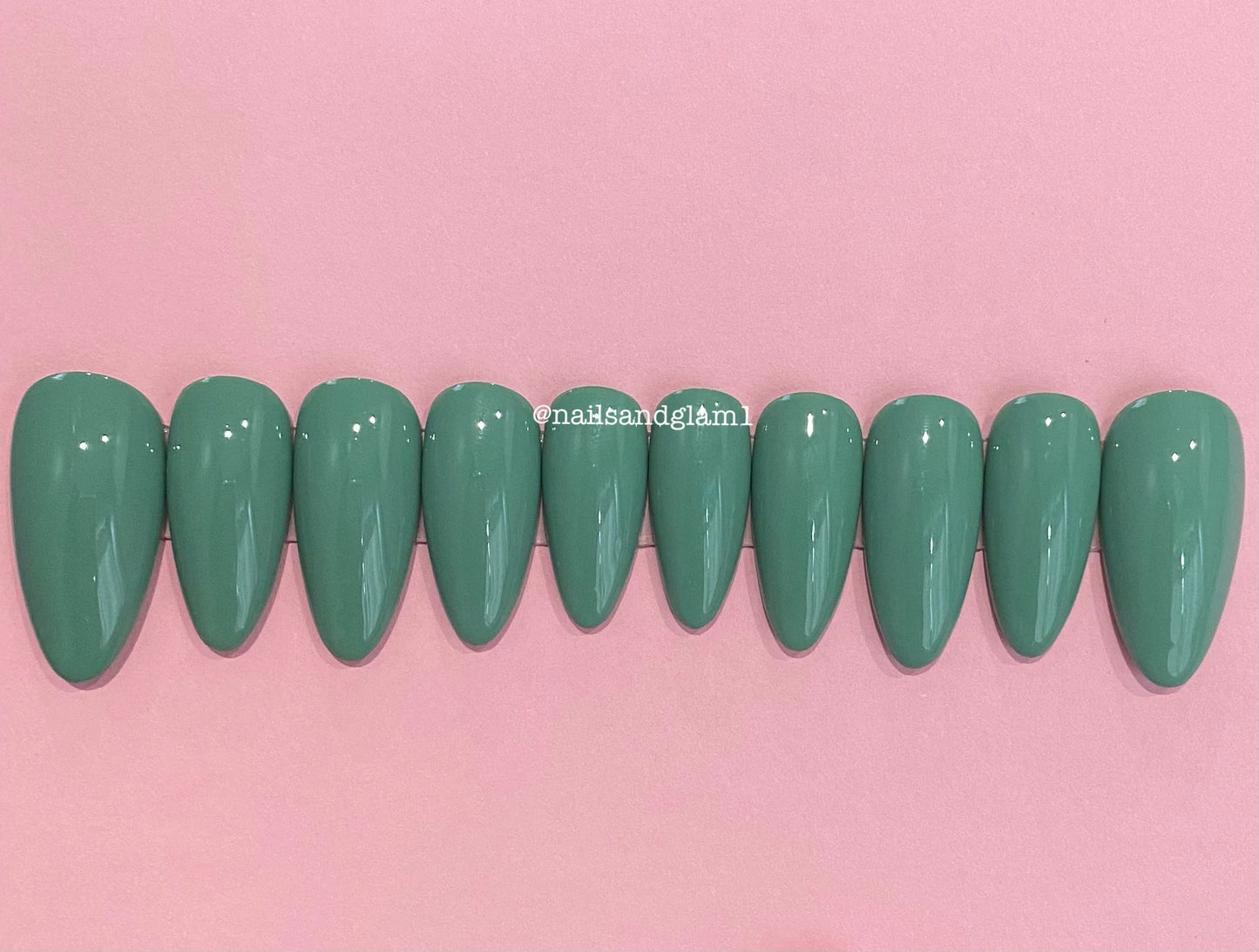Sage Green Nails | Press on Nails UK | Stick on Nails | Reusable | Customised | Handmade | Set of 10