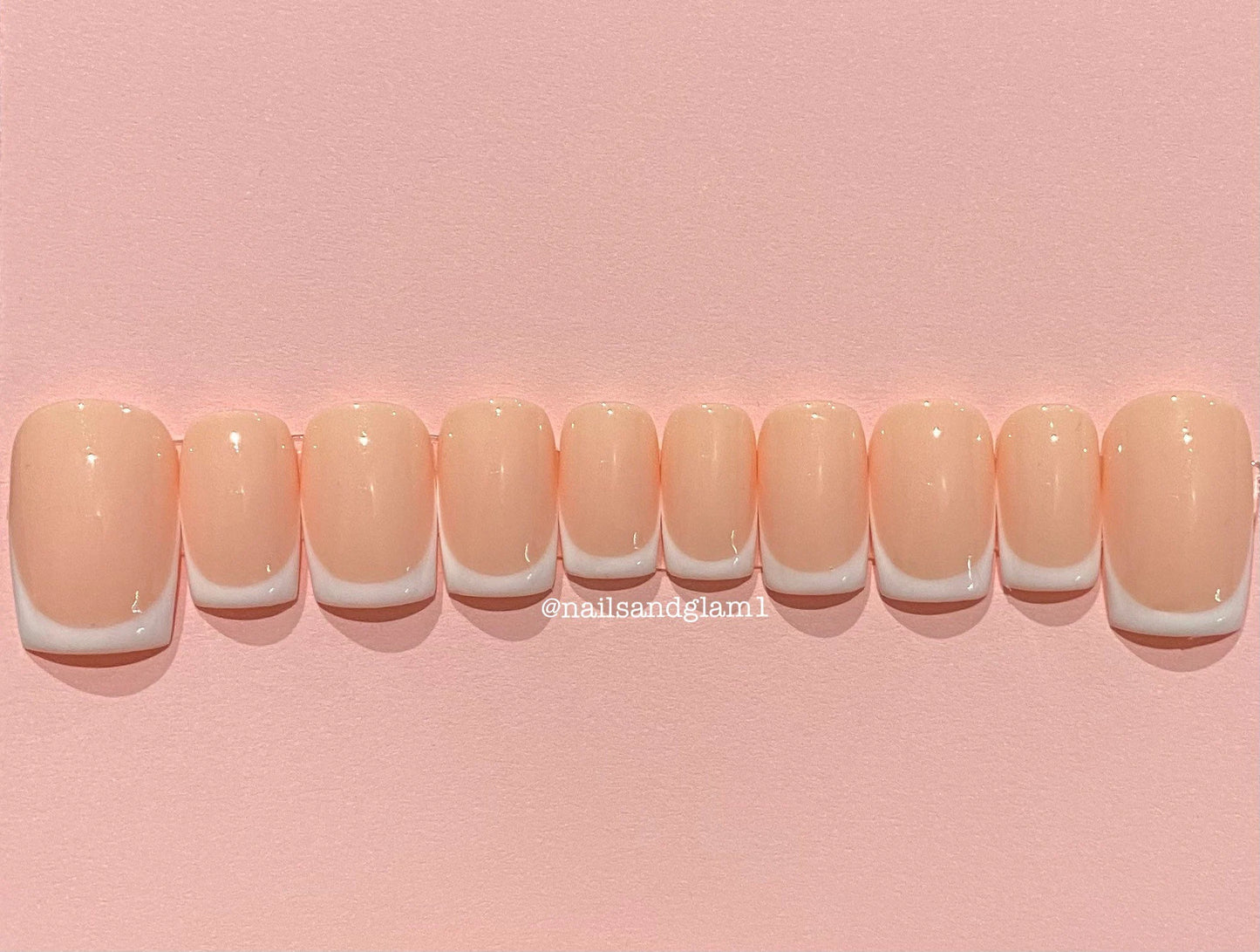 White French Tips | Press on Nails UK | Stick on Nails | Reusable | Customised | Handmade | Set of 10