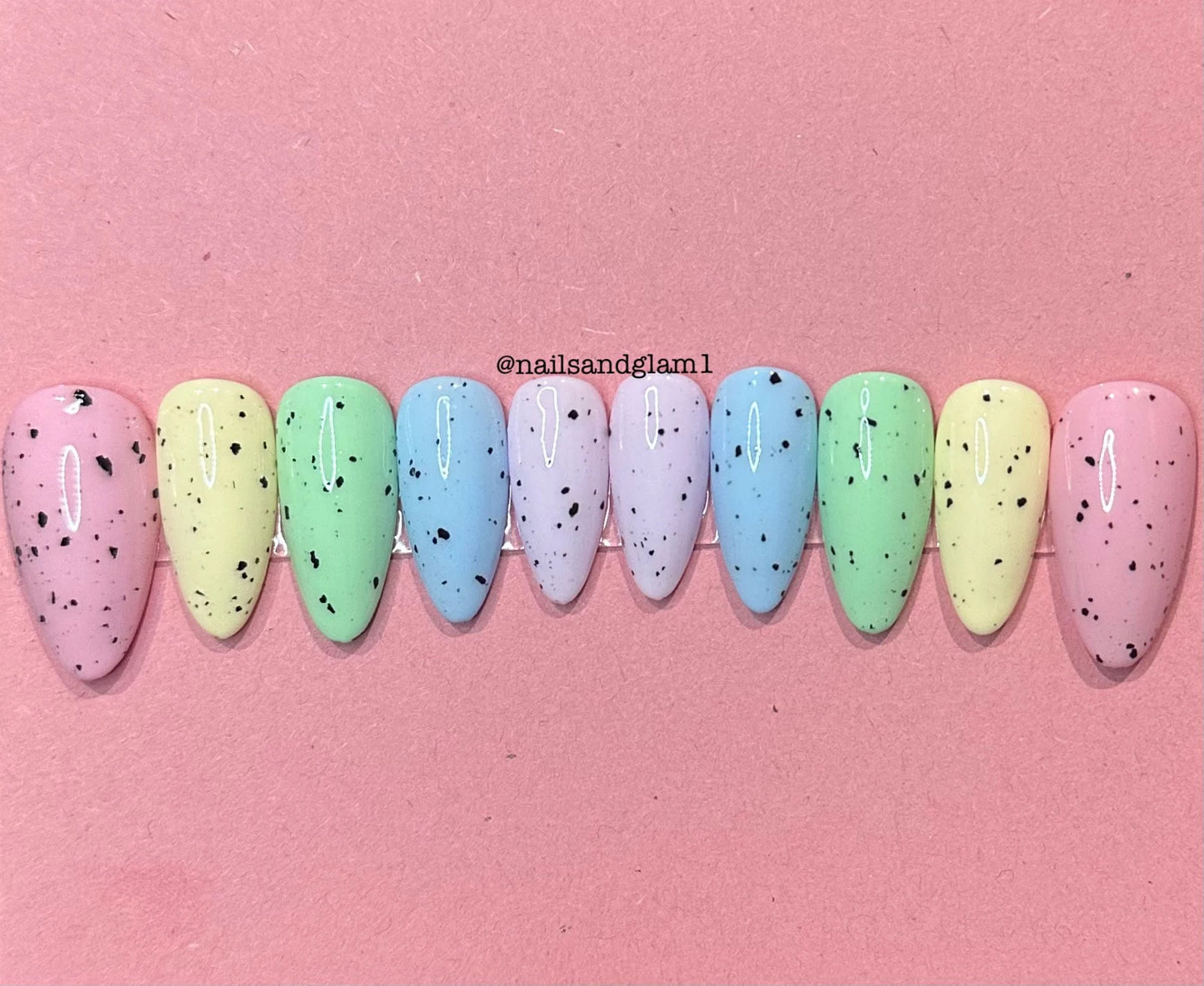 Pastel Speckled Egg Nails | Press on Nails UK | Stick on Nails | Reusable | Customised | Handmade | Set of 10