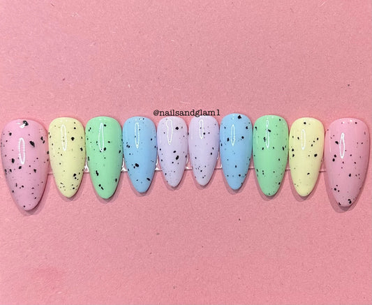 Pastel Speckled Egg Nails | Press on Nails UK | Stick on Nails | Reusable | Customised | Handmade | Set of 10