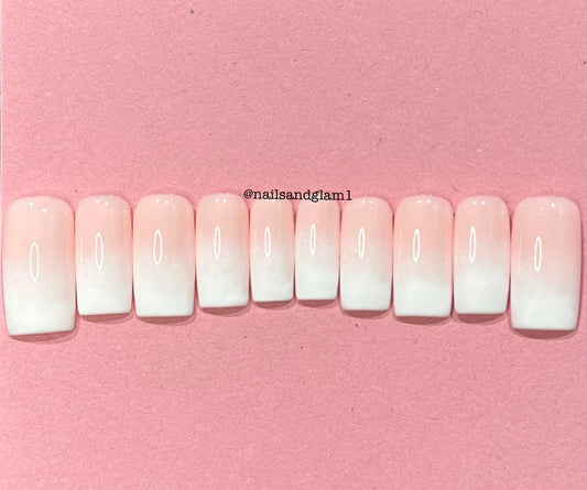 White Ombre Nails | Press on Nails UK | Stick on Nails | Reusable | Customised | Handmade | Set of 10