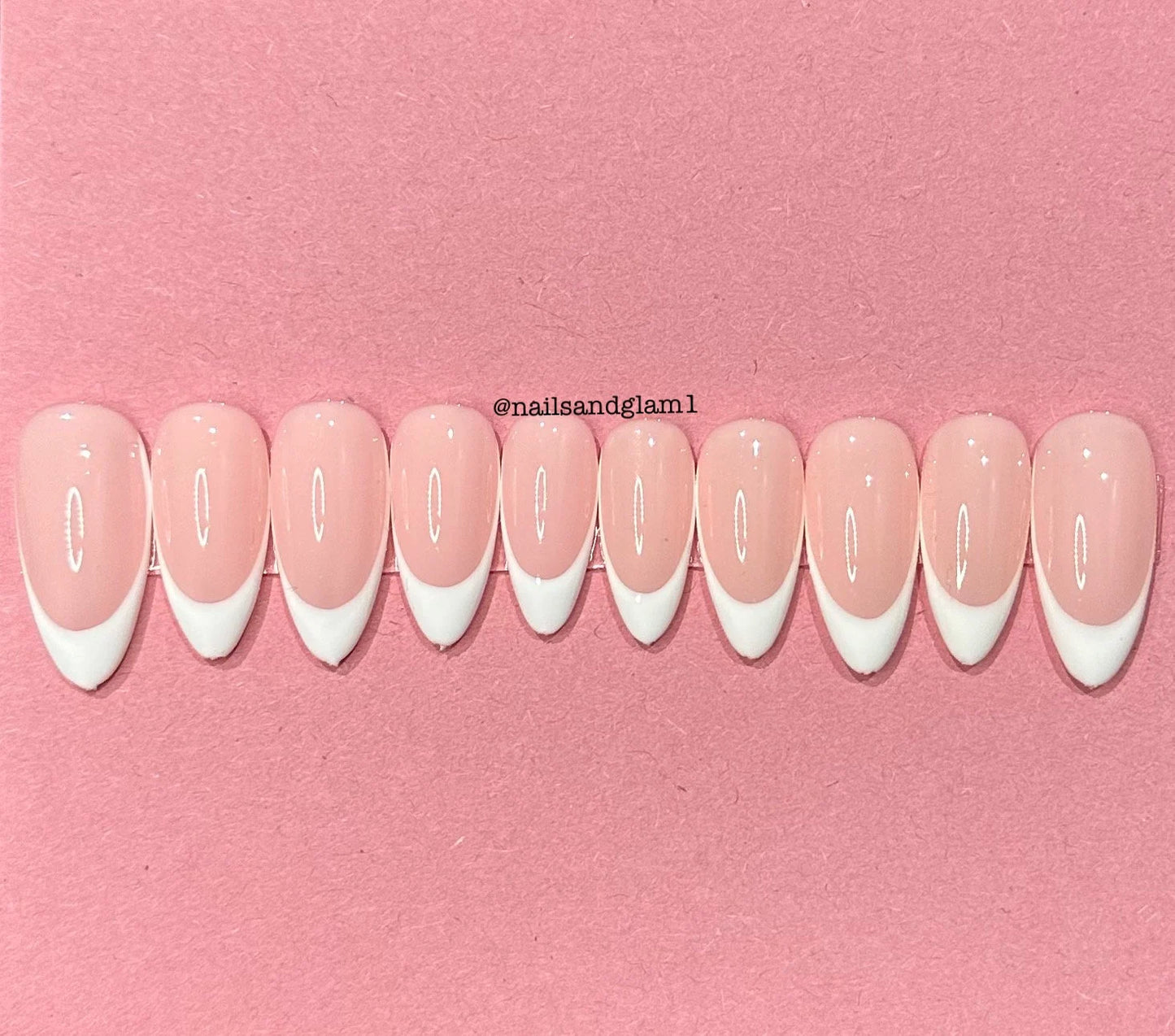 White French Tips | Press on Nails UK | Stick on Nails | Reusable | Customised | Handmade | Set of 10