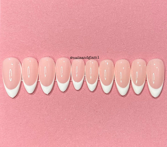 White French Tips | Press on Nails UK | Stick on Nails | Reusable | Customised | Handmade | Set of 10