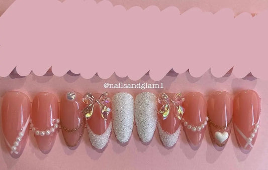 White Kawaii Nails | Press on Nails UK | Stick on Nails | Reusable | Customised | Handmade | Set of 10